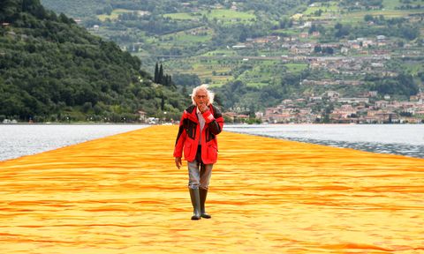sulzano, italy   june 16  artist christo vladimirov javacheff attends the presentation of his installation the the floating piers on june 16, 2016 in sulzano, italy  photo by pier marco taccagetty images