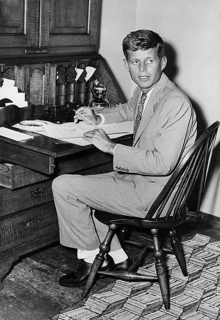 166-f Young JOHN F KENNEDY at the Typewriter PHOTO 