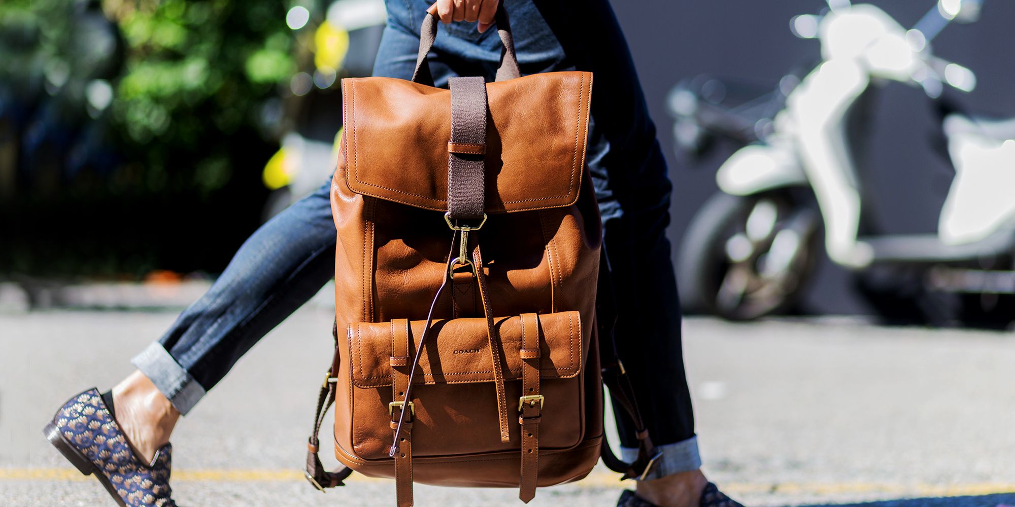 leather back pack men