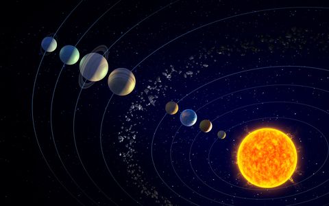 the solar system, computer illustration