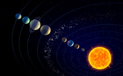 The solar system, illustration the solar system, computer illustration