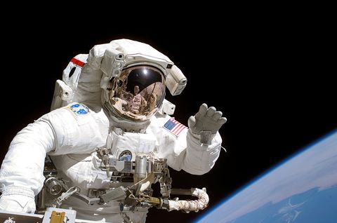 Astronaut Tanner On Space Walk