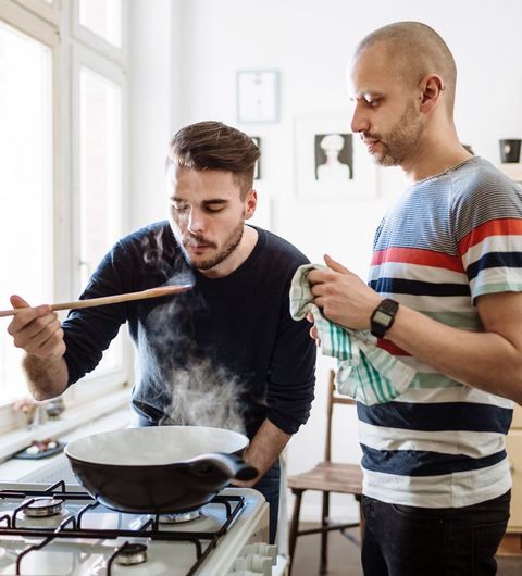 Gay Couple Cooking Together