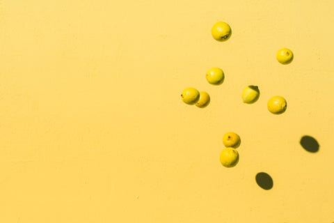 Abstract shot of lemons flying in the air