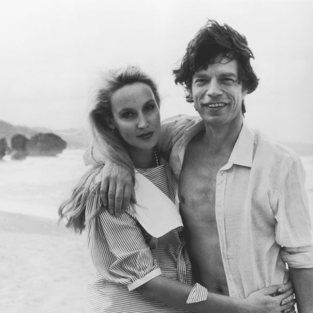 mick jagger and girlfriend jerry hall on the beach at barbados, just prior to his 40th birthday photo by © wally mcnameecorbiscorbis via getty images