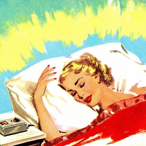 comic style woman sleeping illustration