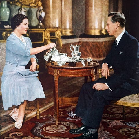 Queen Elizabeth (consort to George VI) with George then King of the United Kingdom.