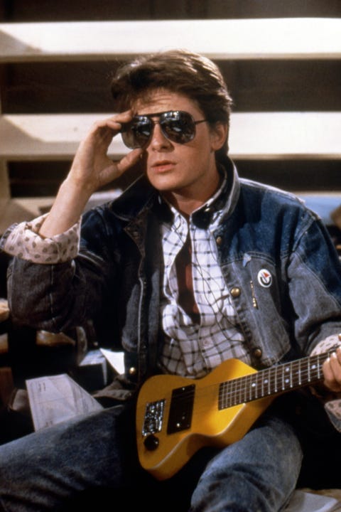 michael j fox on the set of back to the future photo by sunset boulevardcorbis via getty images