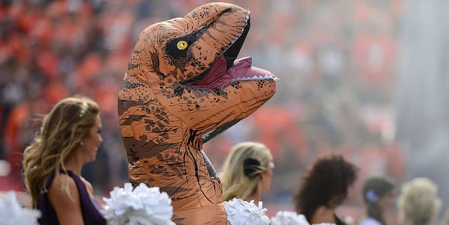 This Broncos Cheerleader Dressed as a T-Rex Won Halloween