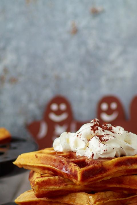 fall date ideas stack of gingerbread and pumpkin spice waffles
