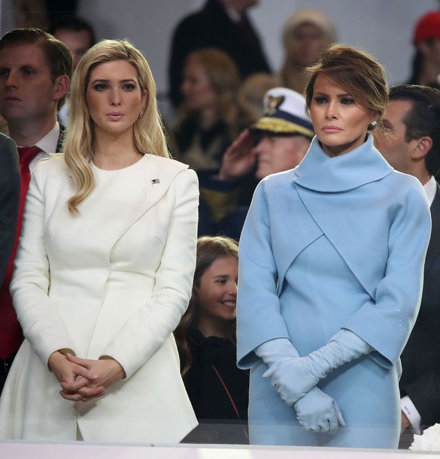washington, dc   january 20 first lady melania trump r, stands with ivanka trump as a parade passes the inaugural parade reviewing stand in front of the white house on january 20, 2017 in washington, dc donald trump was sworn in as the nations 45th president today  photo by mark wilsongetty images