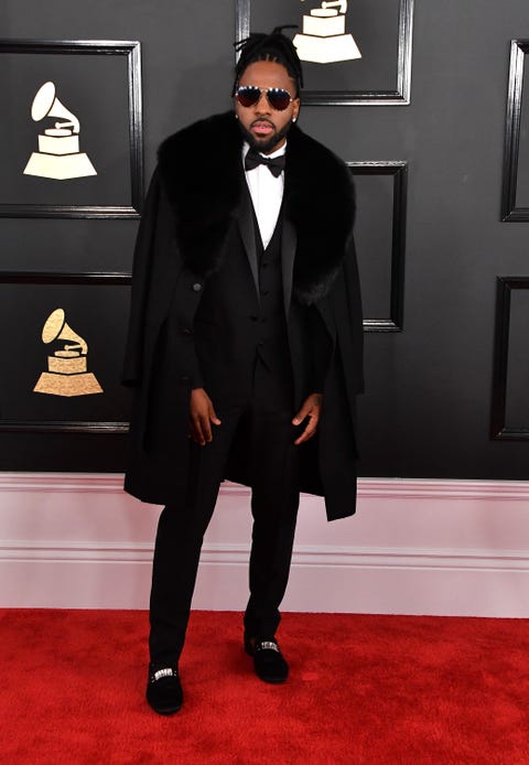 red carpet black suit