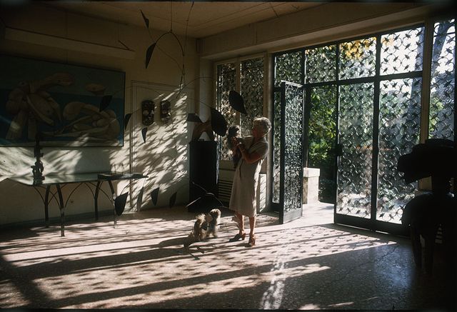 peggy guggenheim in the main hall of palazzo