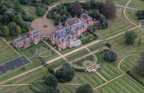 bagshot, united kingdom   june 09 aerial view of bagshot park the royal residence of prince edward, earl of wessex and sophie, countess of wessex on june 09, 2009 this brick and stone tudor style building was rebuilt on the instruction of queen victoria in 1879 photograph by david goddard getty images