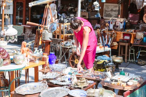Woman in a flea market in the center of Athens, Greece