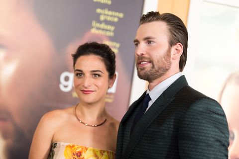 Los Angeles, CA April 04 Actors Jenny Slate L and Chris Evans arrive at the Premiere Of Fox Projector Pictures Available To Pacific Theaters At The Grove on April 4, 2017 in Los Angeles, CA photo by Emma Mcintyregetty Images