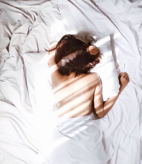 White, Skin, Beauty, Sleep, Bed, Bed sheet, Shoulder, Arm, Hand, Photography, 