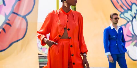Clothing, Outerwear, Red, Coat, Fashion, Overcoat, Trench coat, Fashion design, Street fashion, Electric blue, 