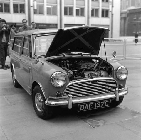 a bmc mini traveller with an electric engine, 21st march 1966 photo by william h aldenevening standardhulton archivegetty images