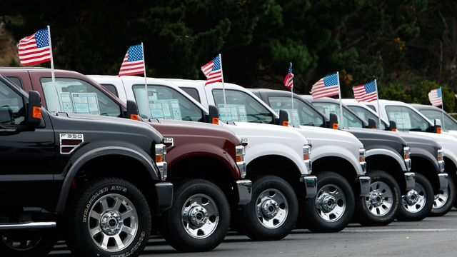 colma, ca september 04 a row of new ford trucks are displayed at a ford dealership september 4, 2007 in colma, california ford motor reported a 14 percent decline in august sales of cars and trucks in the us on augday as fuel prices continue to rise and the housing market weakens photo by justin sullivangetty images