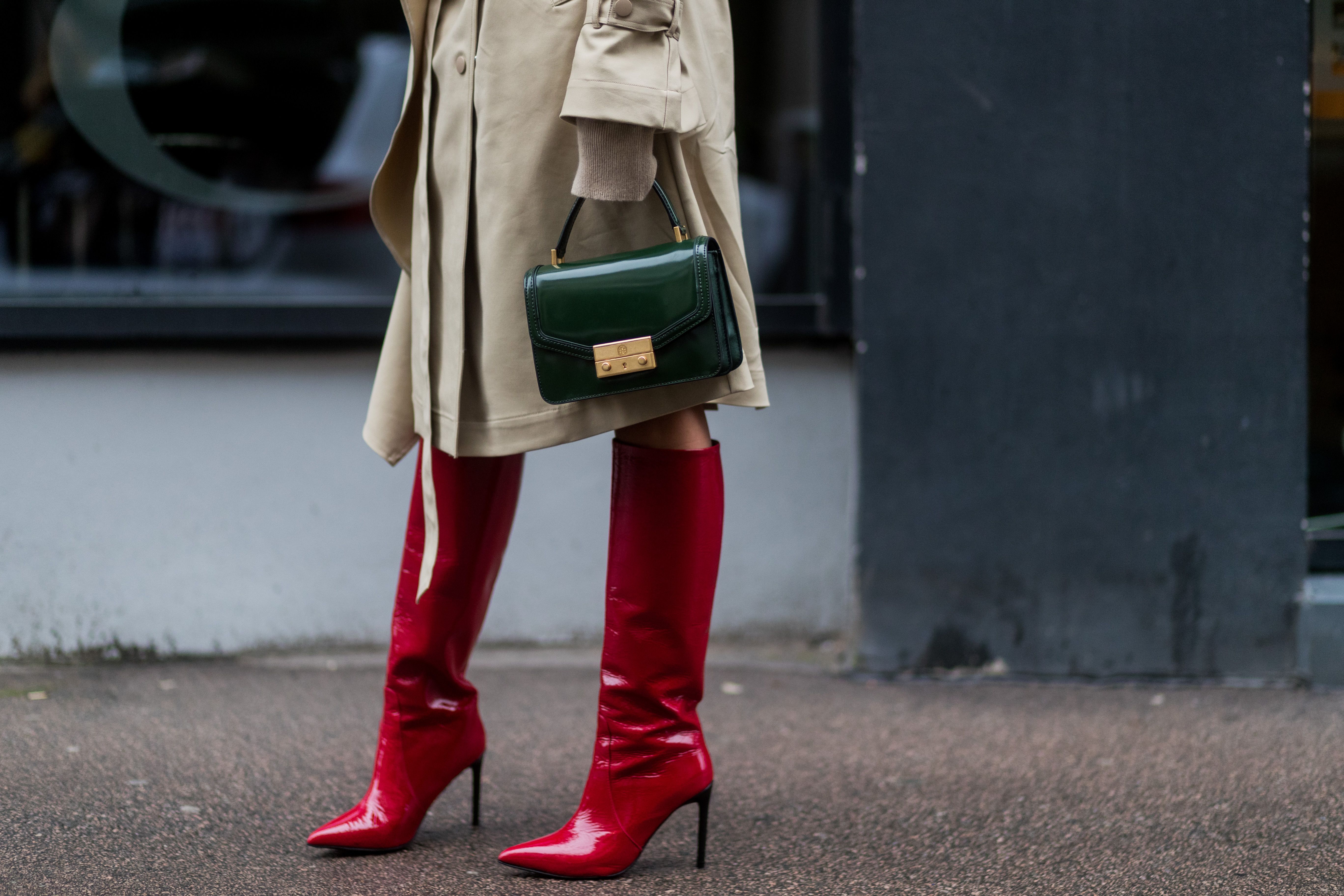 red leather long boots