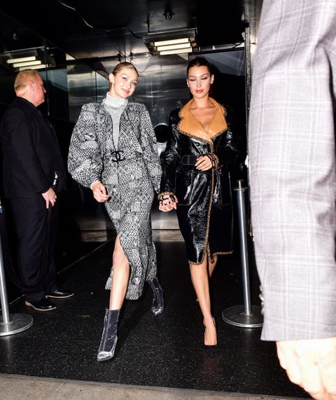 Gigi and Bella Hadid Hold Hands in Matching Chanel