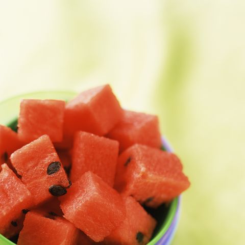 Cubed watermelon in bowl