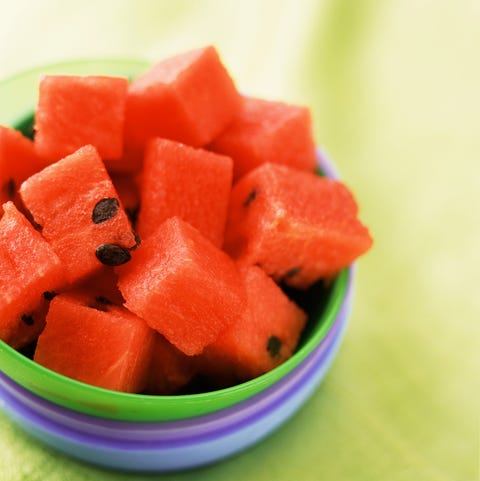 Cubed watermelon in bowl