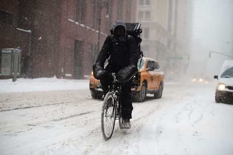 Snow, Winter, Blizzard, Winter storm, Cycling, Vehicle, Freezing, Recreation, Bicycle, Precipitation, 