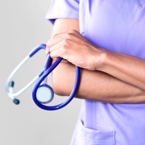 Stethoscope, Arm, Physician, Elbow, Muscle, Hand, Health care provider, Service, Electric blue, Tennis racket, 