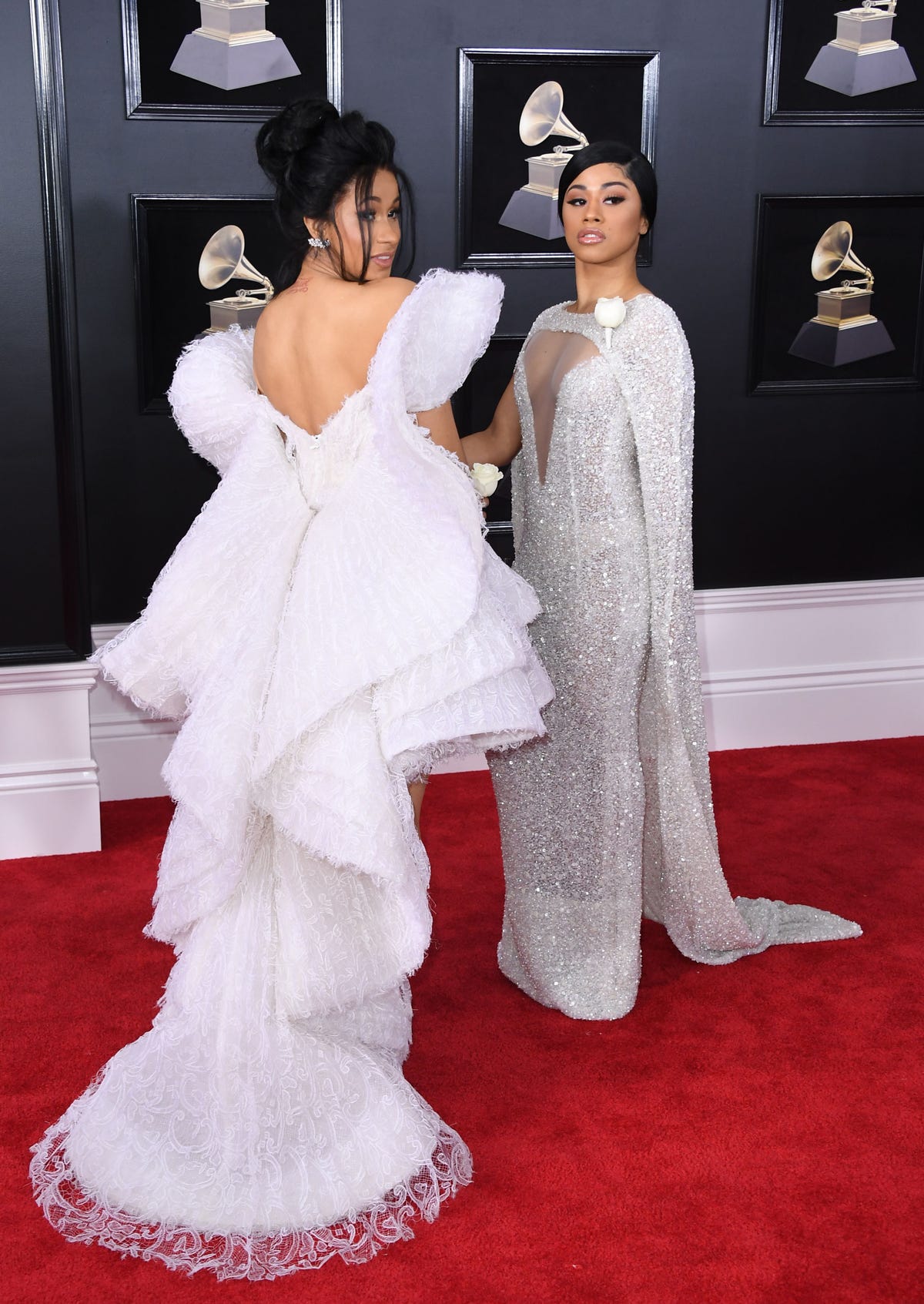 Cardi B and Her Sister Hennessy Won the Grammys Red Carpet