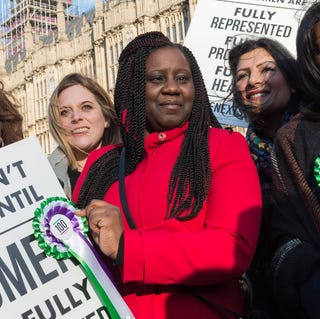 Labour Launches Campaign To Celebrate 100 Years Of Womens Suffrage In London london, united kingdom february 6 female labour politicians including shadow home secretary diane abbott l marsha de cordova c and eleanor smith
3rd r with rosette gather outside parliament as the labour party launches campaign to celebrate the 100th anniversary of the representation of the people act 1918 february 6, 2018 in london, england photo credit should read wiktor szymanowicz barcroft media via getty images