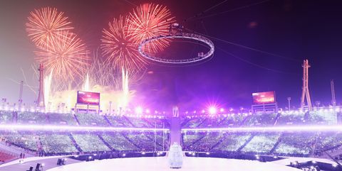 Fireworks, Landmark, Sky, Light, Night, Sport venue, Event, New Years Day, Lighting, Stadium, 