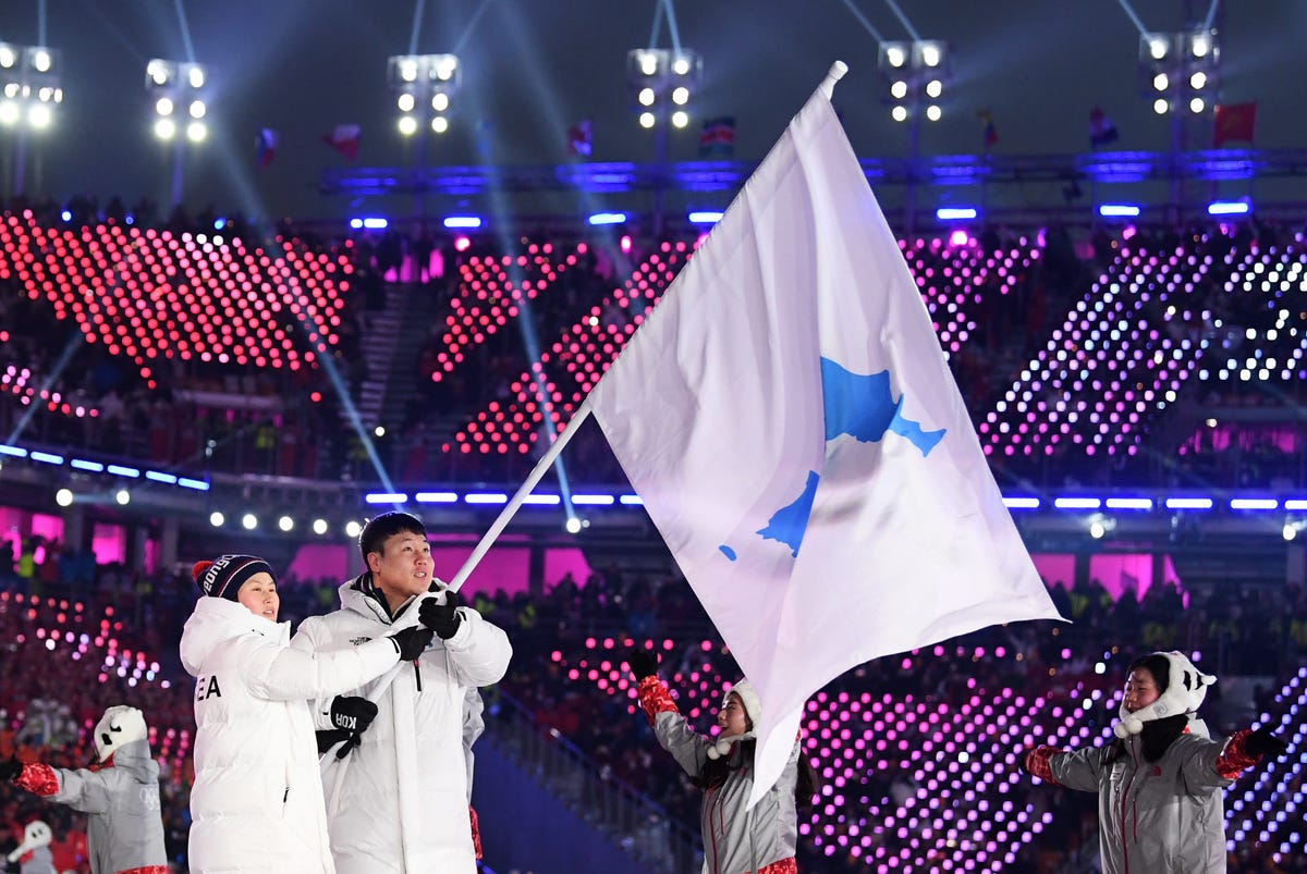 North and South Korea March Unified Into the Olympics Opening Ceremony