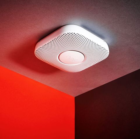 Red, Ceiling, Light, Lighting, Orange, Smoke detector, Alarm device, Design, Lighting accessory, Circle, 
