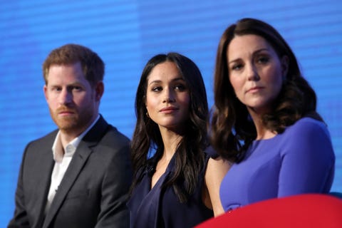 Londër, Angli 28 Prill Lr Princ Harry, Meghan Markle dhe Catherine, dukeshja e Kembrixhit marrin pjesë në forumin e parë vjetor të fondacionit mbretëror të mbajtur në aviva më 28 shkurt 2018 në Londër, Angli nën temën duke bërë një ndryshim së bashku, ngjarja do të shfaqë programet drejtuar ose iniciuar nga fotoja e fondacionit mbretëror nga chris jackson wpa imazhe të bukura