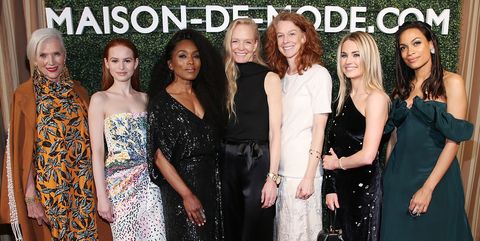 Maye Musk, Madelaine Petsch, Angela Bassett, Co-founders of RCGD/MUSE Suzy Amis Cameron and Rebecca Amis, Amanda Hearst, and Rosario Dawson at the Maison-de-Mode event
