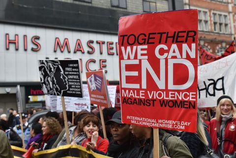 The annual Million Women Rise march to end male violence against women and girls marches through central London on March 10, 2018 in London, England