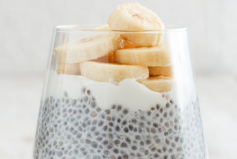 Chia pudding parfait with banana