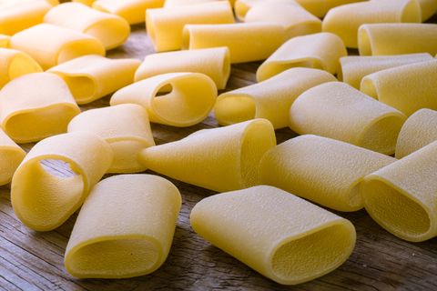 Close-Up Of Paccheri On Table
