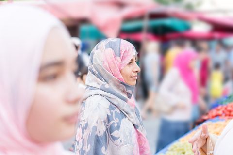 Muslim Women in Street Market