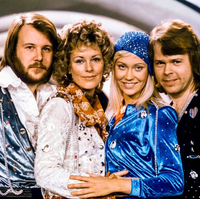Picture taken in 1974 in Stockholm shows the Swedish pop group Abba with its members (L-R) Benny Andersson, Anni-Frid Lyngstad, Agnetha Faltskog and Bjorn Ulvaeus posing after winning the Swedish branch of the Eurovision Song Contest with their song "Waterloo". 