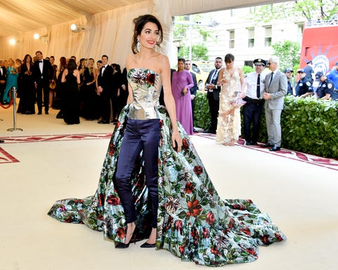 Amal Clooney in Rose Dress With George Clooney at 2018 Met Gala - Amal ...