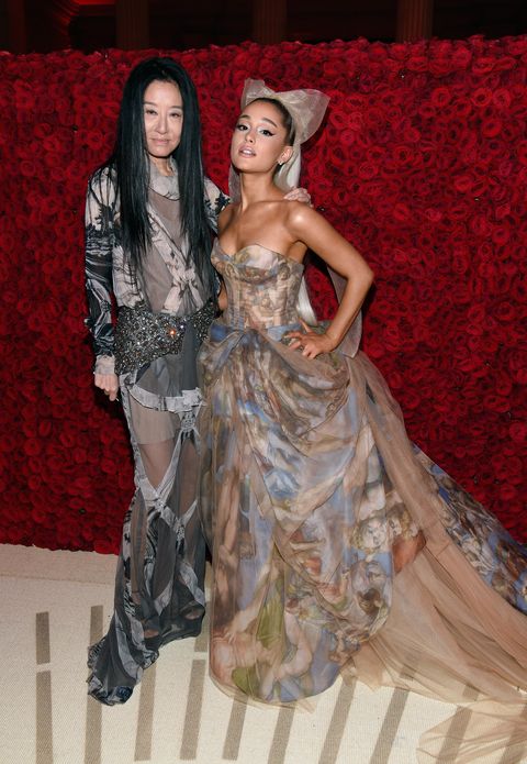 new york, ny   may 07 vera wang and ariana grande attend the heavenly bodies fashion  the catholic imagination costume institute gala at the metropolitan museum of art on may 7, 2018 in new york city  photo by kevin mazurmg18getty images for the met museumvogue