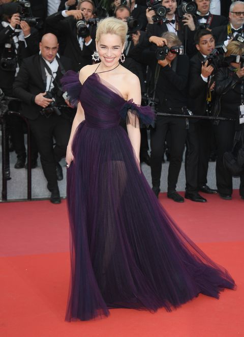 Emilia Clarke Wore A Giant Royal Purple Tulle Princess Dress At