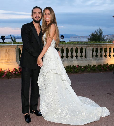 cap dantibes, france   may 17  tom kaulitz and heidi klum attend the amfar gala cannes 2018 dinner at hotel du cap eden roc on may 17, 2018 in cap dantibes, france  photo by gisela schobergetty images