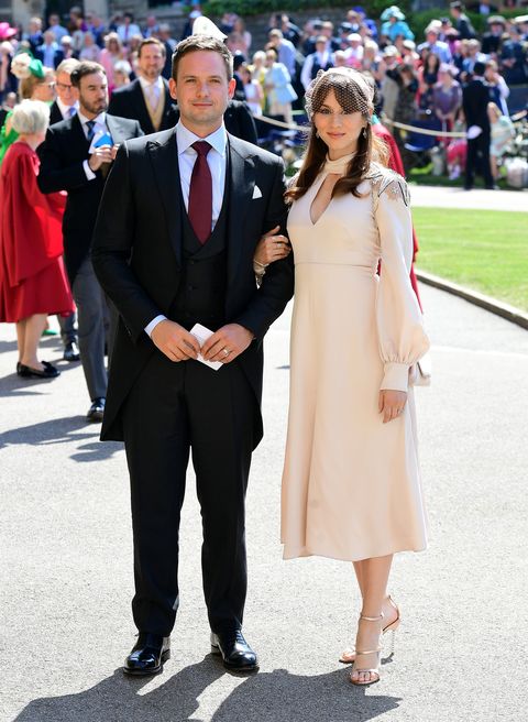 Patrick J Adams and wife Troian Bellisario at the royal wedding