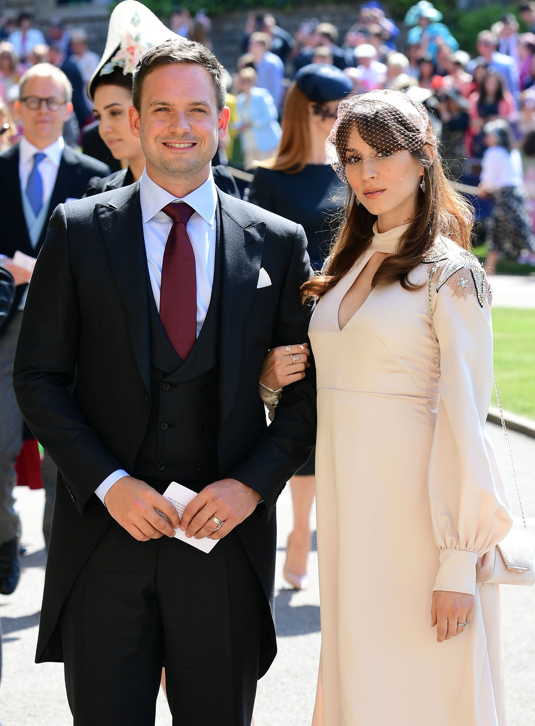 Suits Cast Members Patrick J Adams And Sarah Raffety Arrive At Royal Wedding