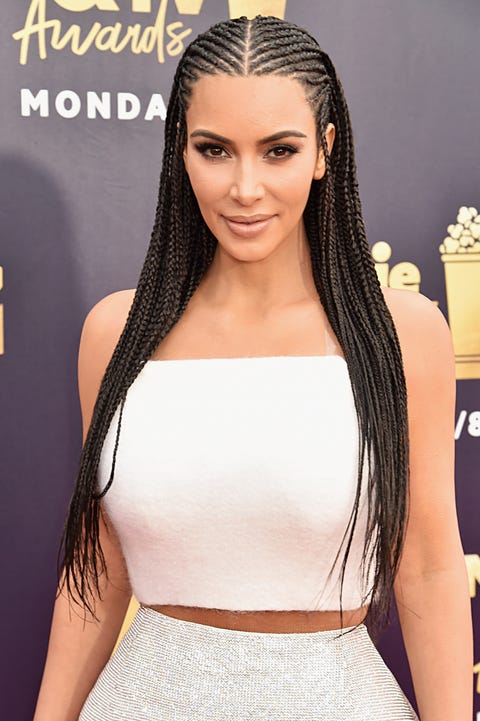 kim kardashian wore cornrows at the 2018 mtv movie tv awards kim