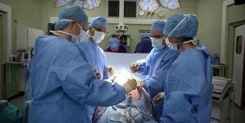 Operating theater, Event, Room, Health care provider, Medical assistant, Surgeon, Scrubs, Safety glove, Medical procedure, Hospital, 